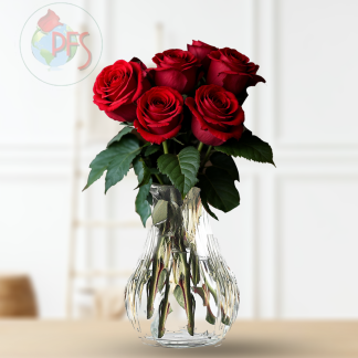 Vased Half Dozen Roses